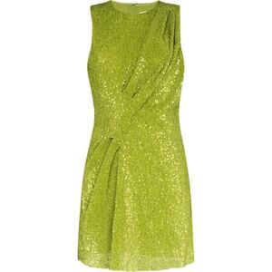 STINE GOYA Louiza Lime Green Sequin Twist Sleeveless Mini Dress US MEDIUM NWT